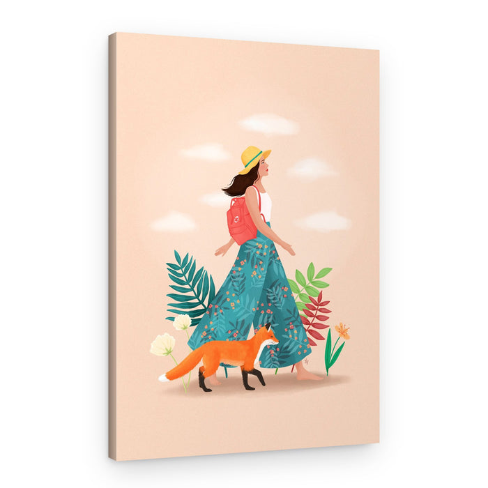 Barefoot Wanderer and Fox – Canvas Print