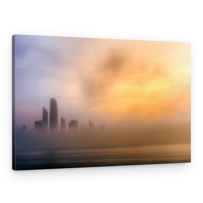 Golden Foggy City – Canvas Print