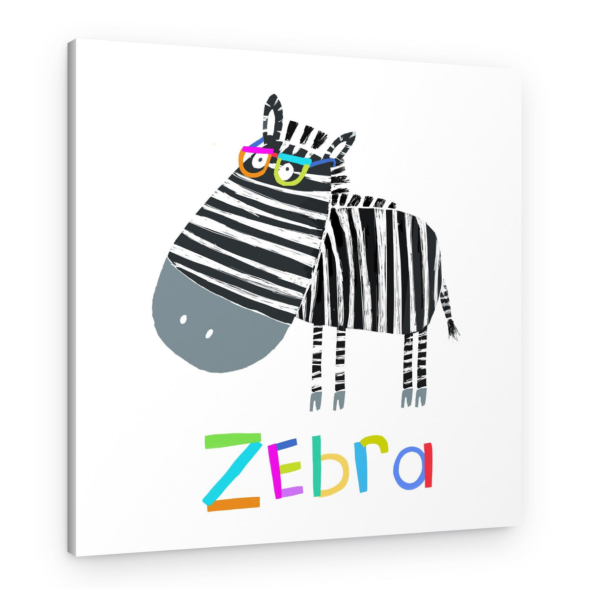 Funny Zebra Wearing Glasses by Illustrator Carla Daly – Canvas Print
