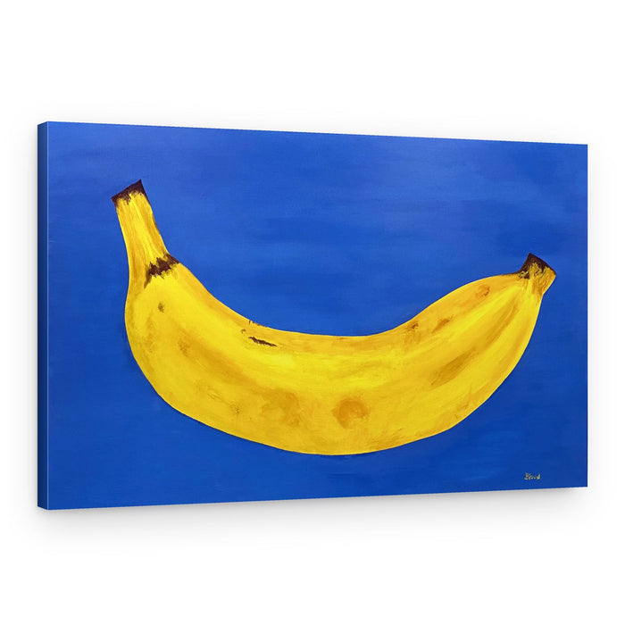 Yellow Banana on Blue – Canvas Print