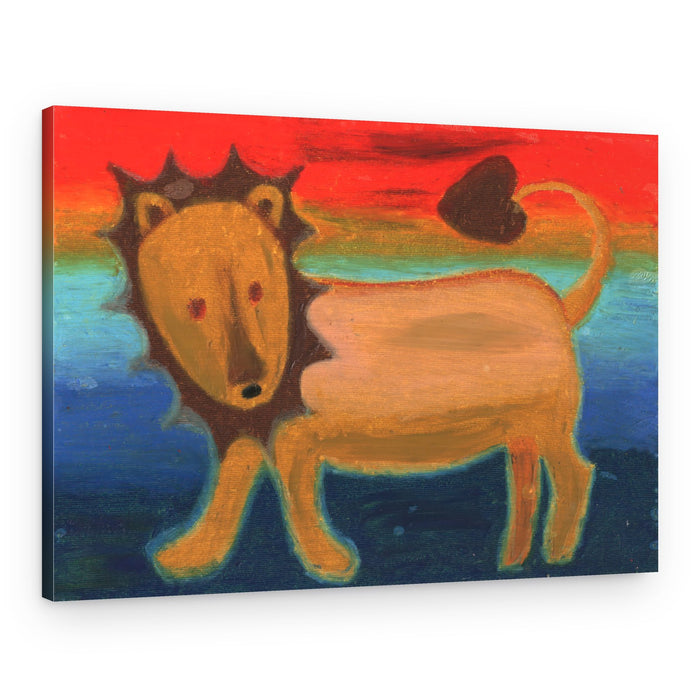 Golden Lion Rainbow Sky – Canvas Print