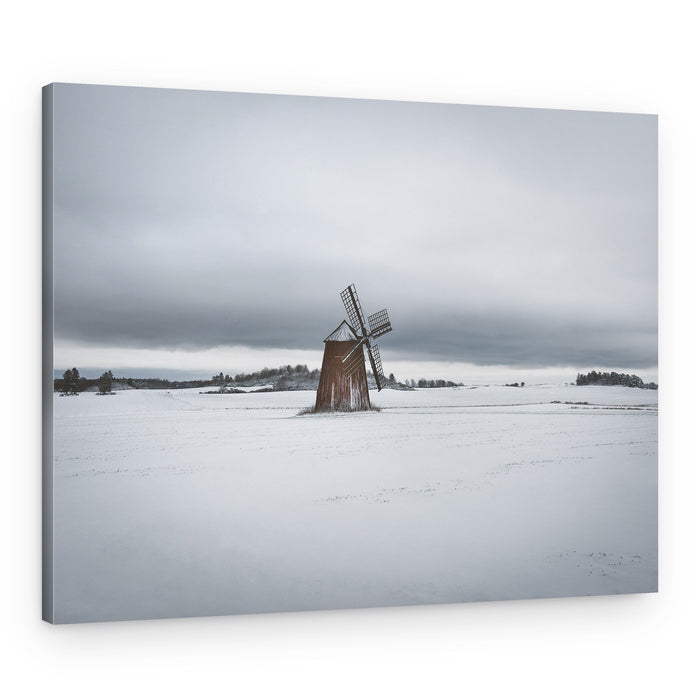 Solitary Winter Windmill – Canvas Print