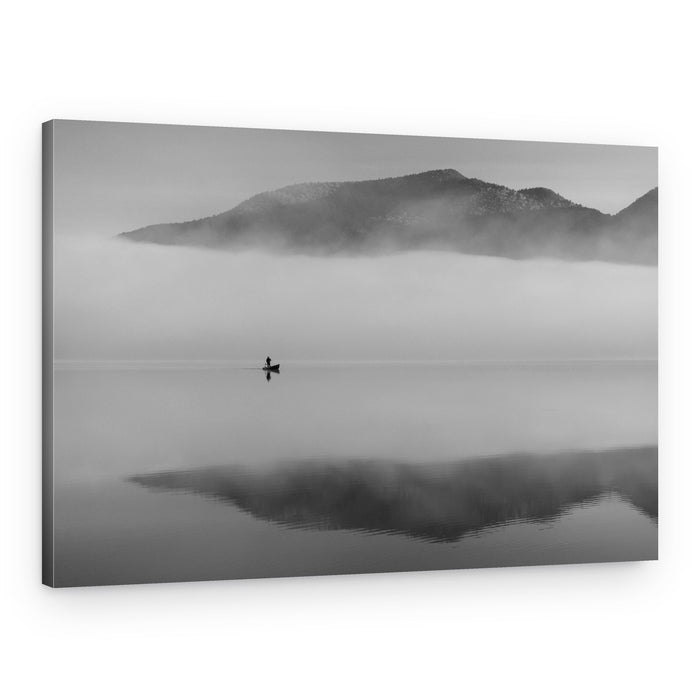 Solitary Boat Fog – Canvas Print