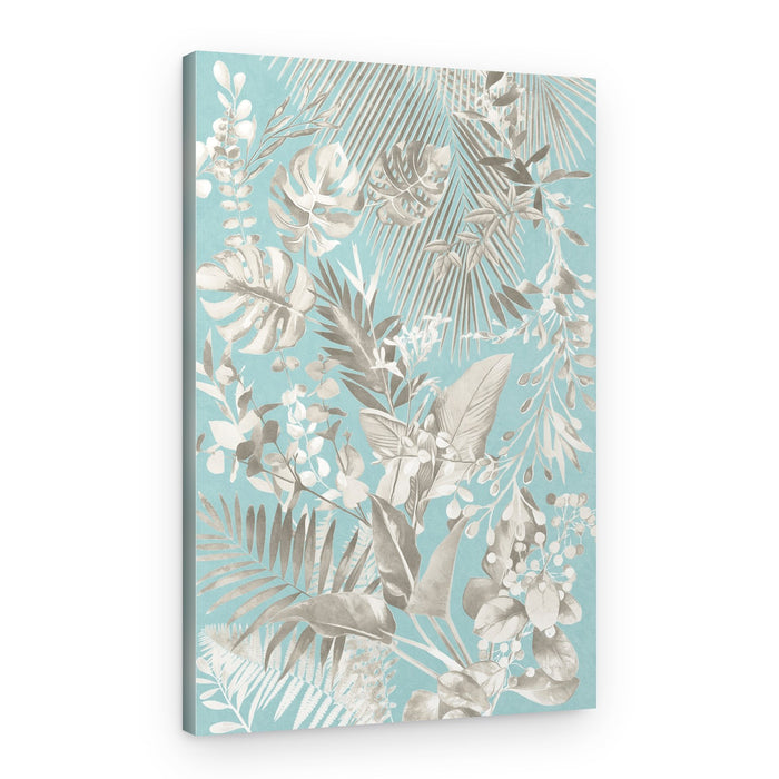 Tropical Aqua Leaves – Canvas Print
