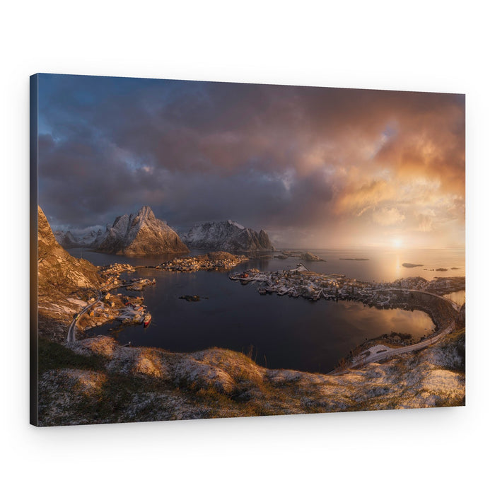 Norwegian Fishing Village Glow – Canvas Print