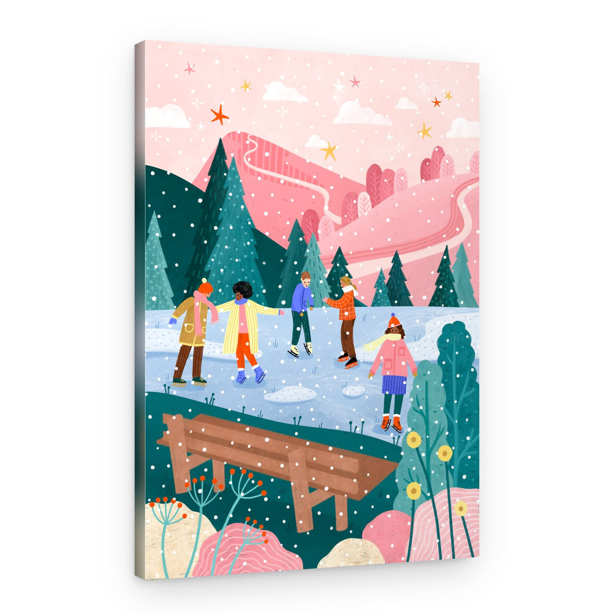 Winter Skating Friends – Canvas Print