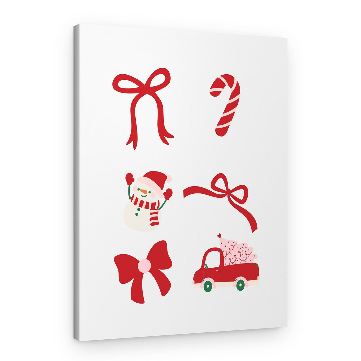 Cute Christmas Bow Ensemble - Red – Canvas Print