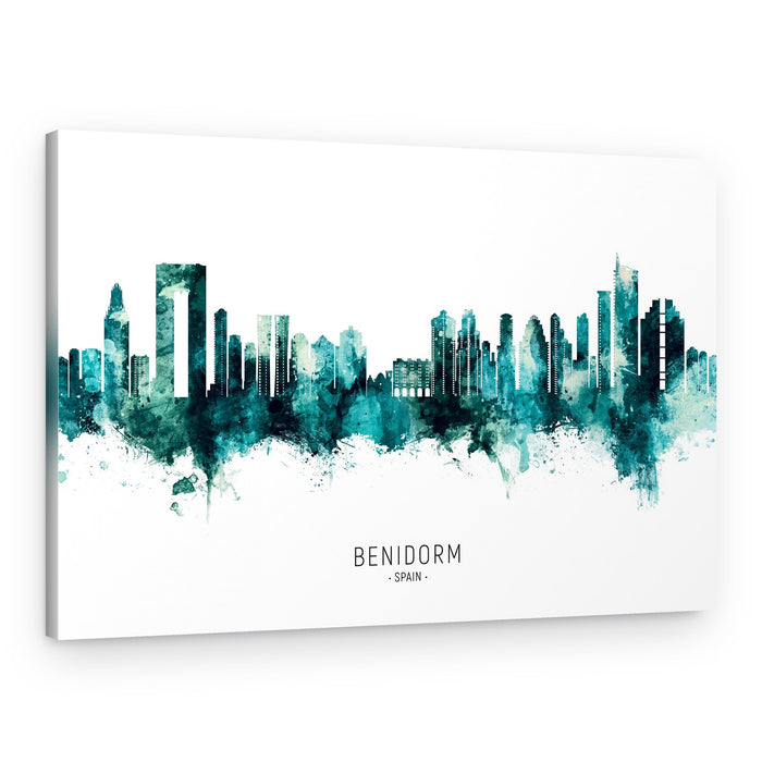 Benidorm Watercolor Skyline – Canvas Print