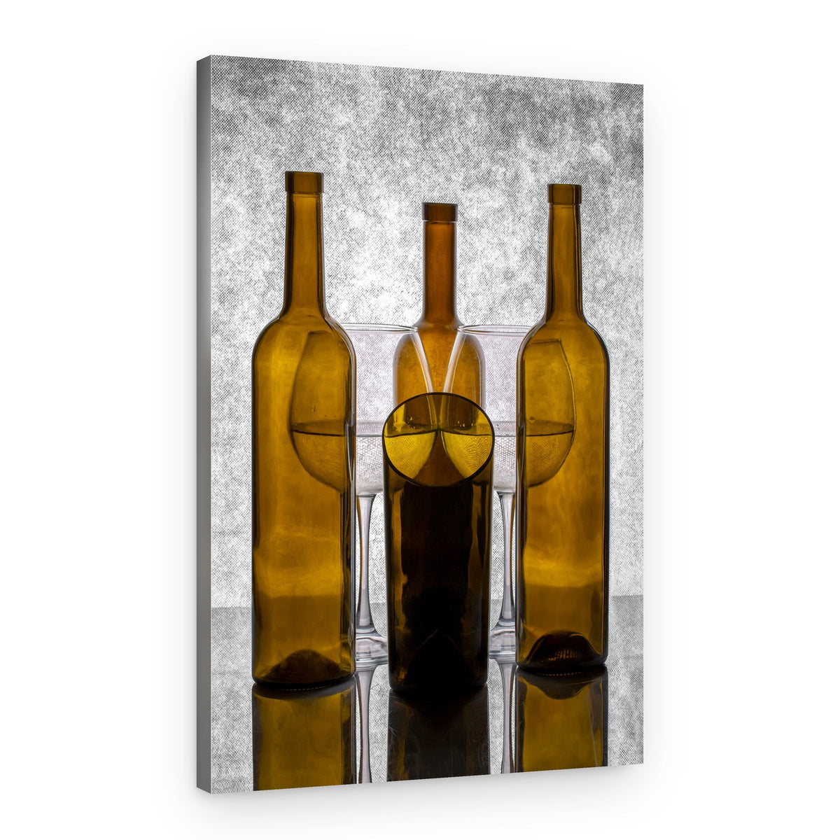Reflective Bottles Still Life – Canvas Print