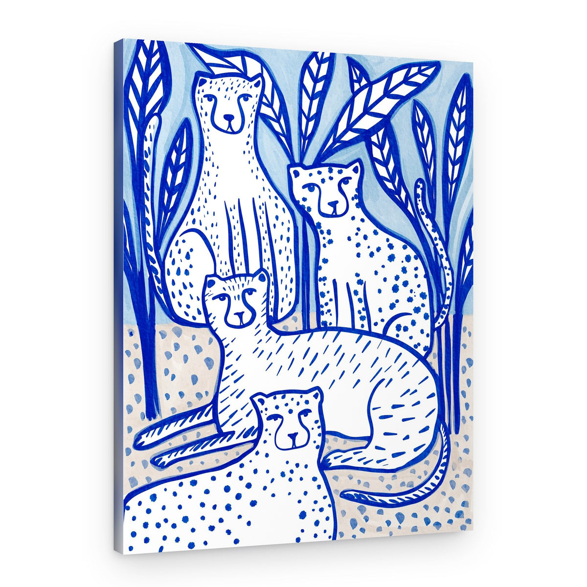 Blue Jungle Cheetahs – Canvas Print