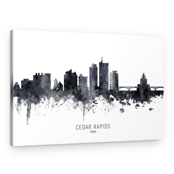 Cedar Rapids Watercolor Skyline – Canvas Print