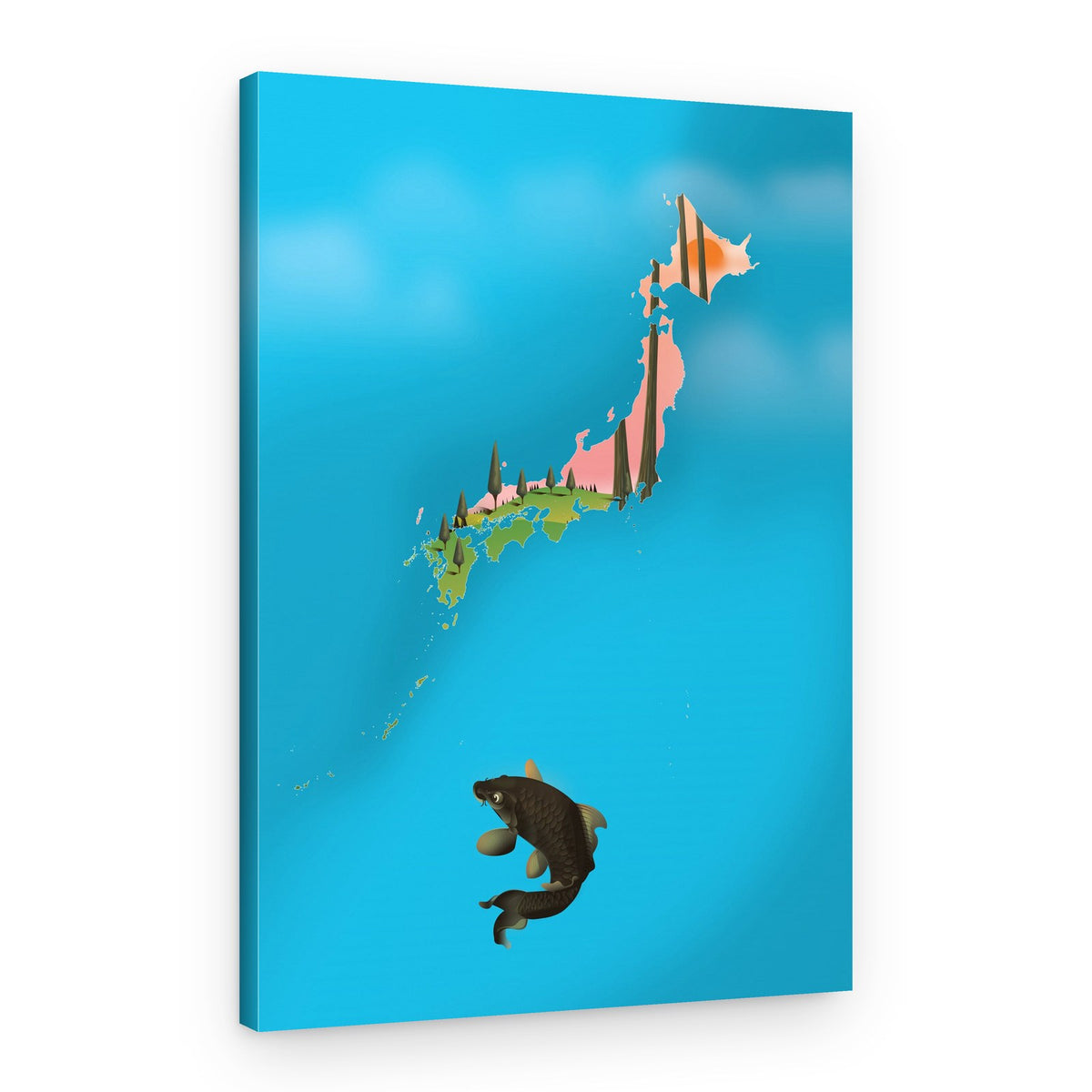 Japan Map Koi Journey – Canvas Print