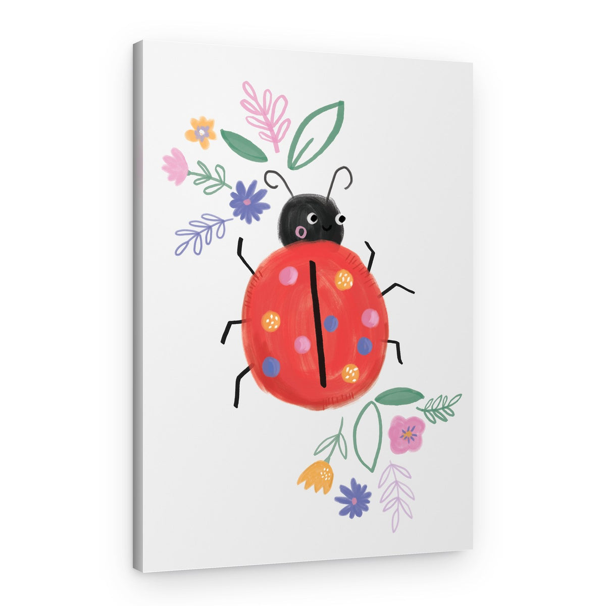 Cute Ladybug Flowers – Canvas Print