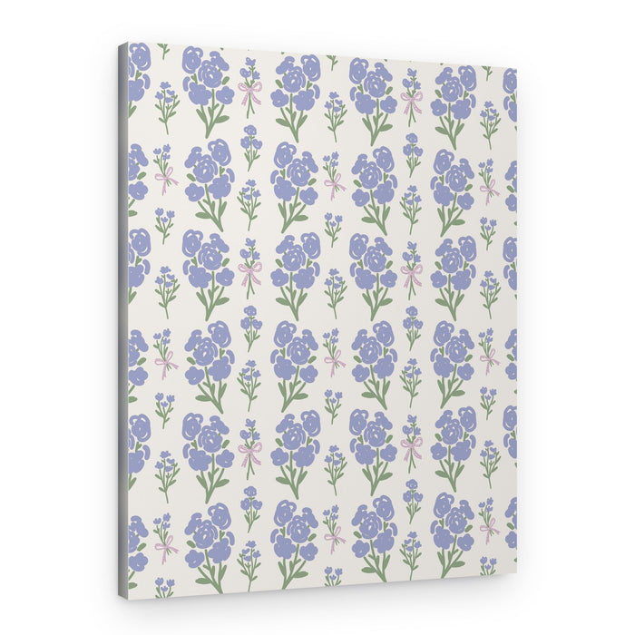 Preppy Grandmillennial Flowers Lavender – Canvas Print