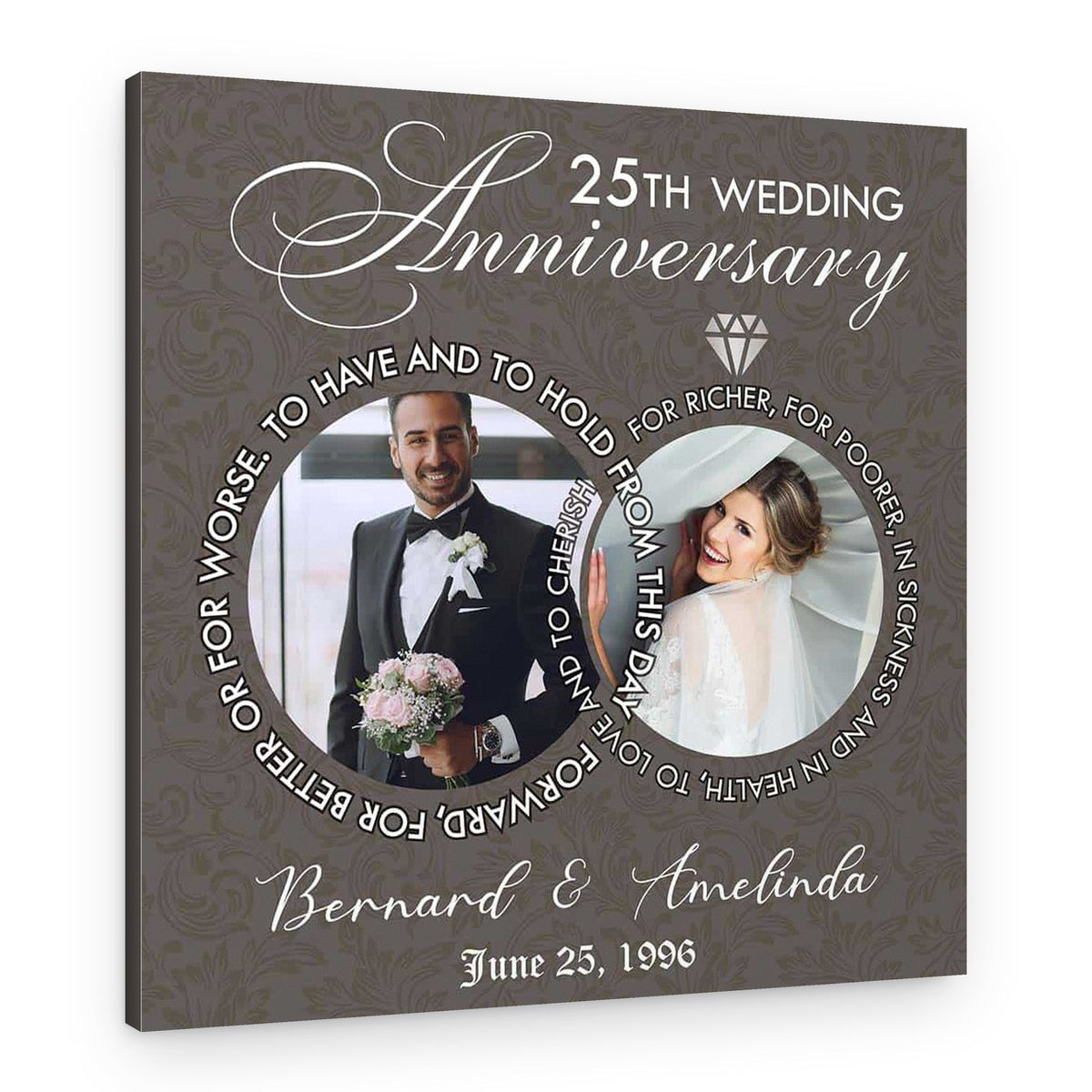 25th Anniversary Ring Of Love Canvas Wall Art – Canvas Print