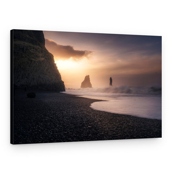 Black Sand Beach Sunset – Canvas Print