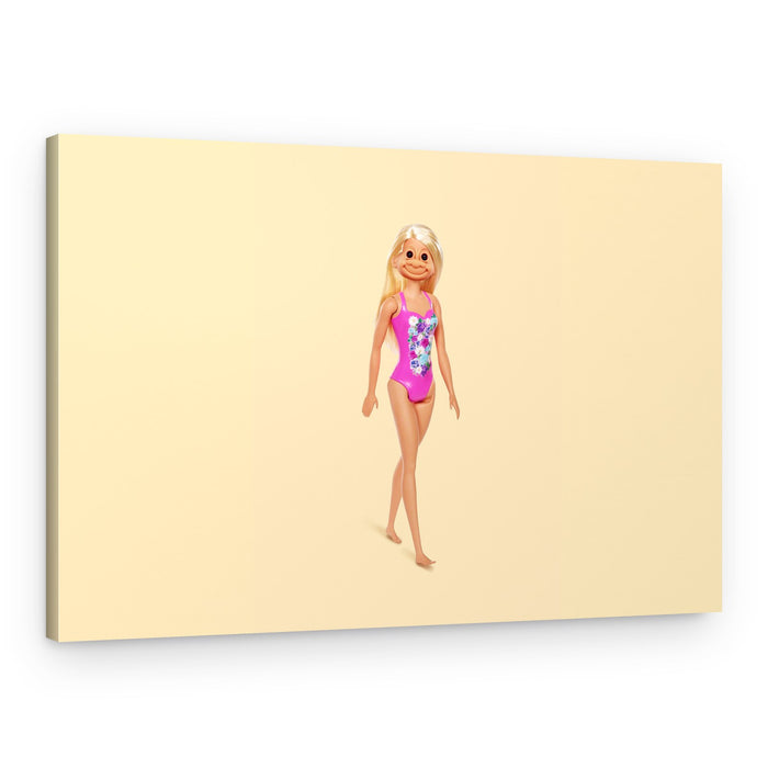 Smiling Pink Swimsuit Doll – Canvas Print