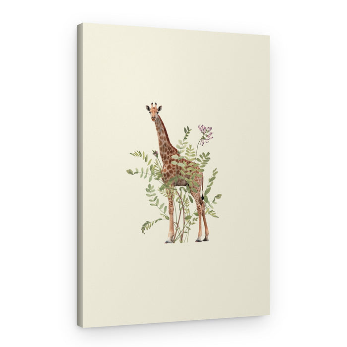 Giraffe Among Botanicals – Canvas Print