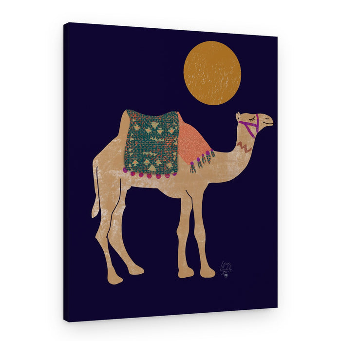 Camel Under Midnight Moon – Canvas Print