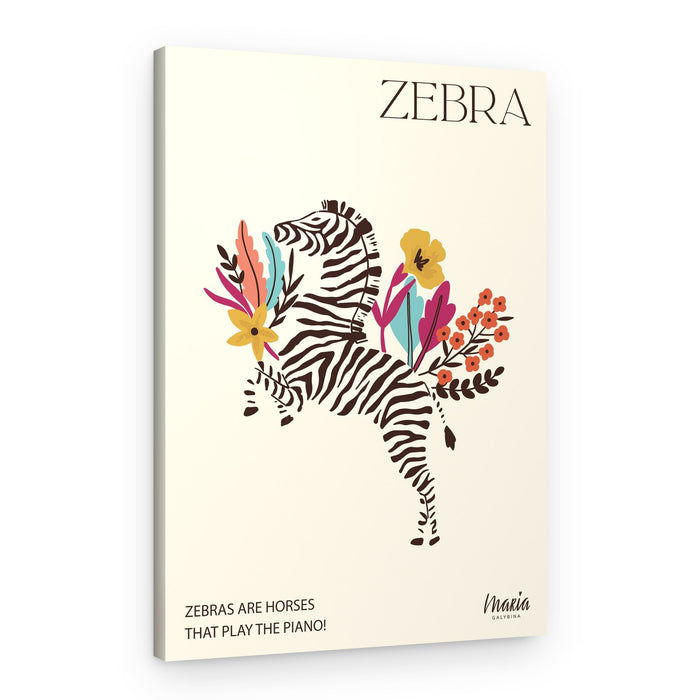 Playful Floral Zebra – Canvas Print