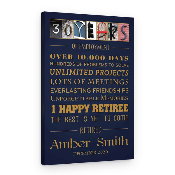 Years of Employment Personalized Retirement Canvas Print