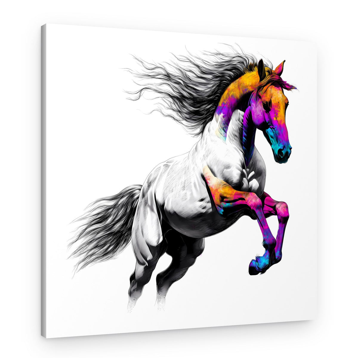 Colorful Rearing Horse – Canvas Print