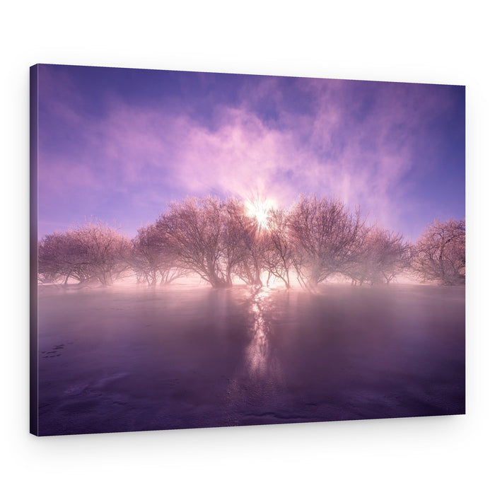 Misty Winter Sunrise – Canvas Print