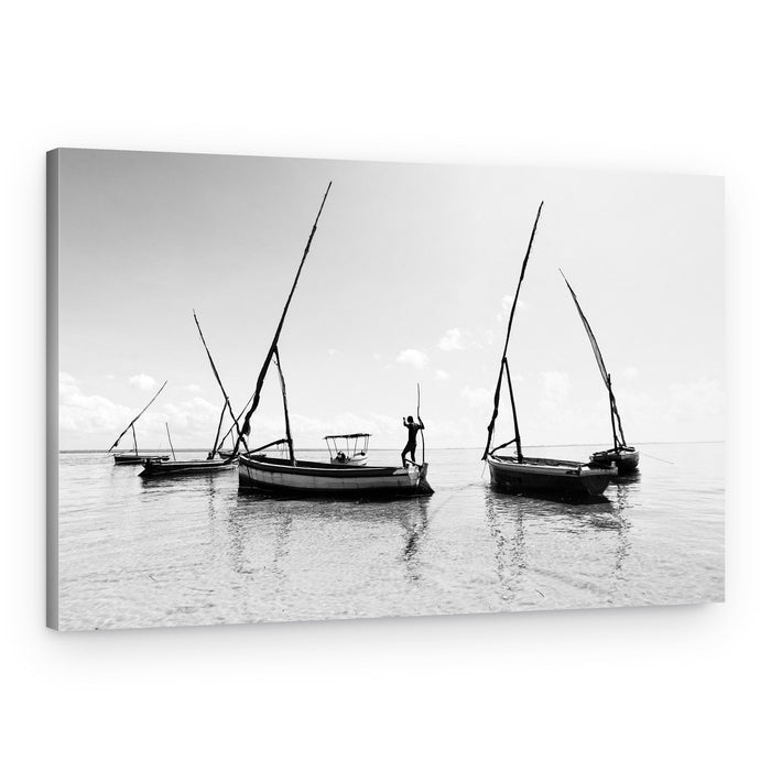 Tropical Boats At Dawn – Canvas Print