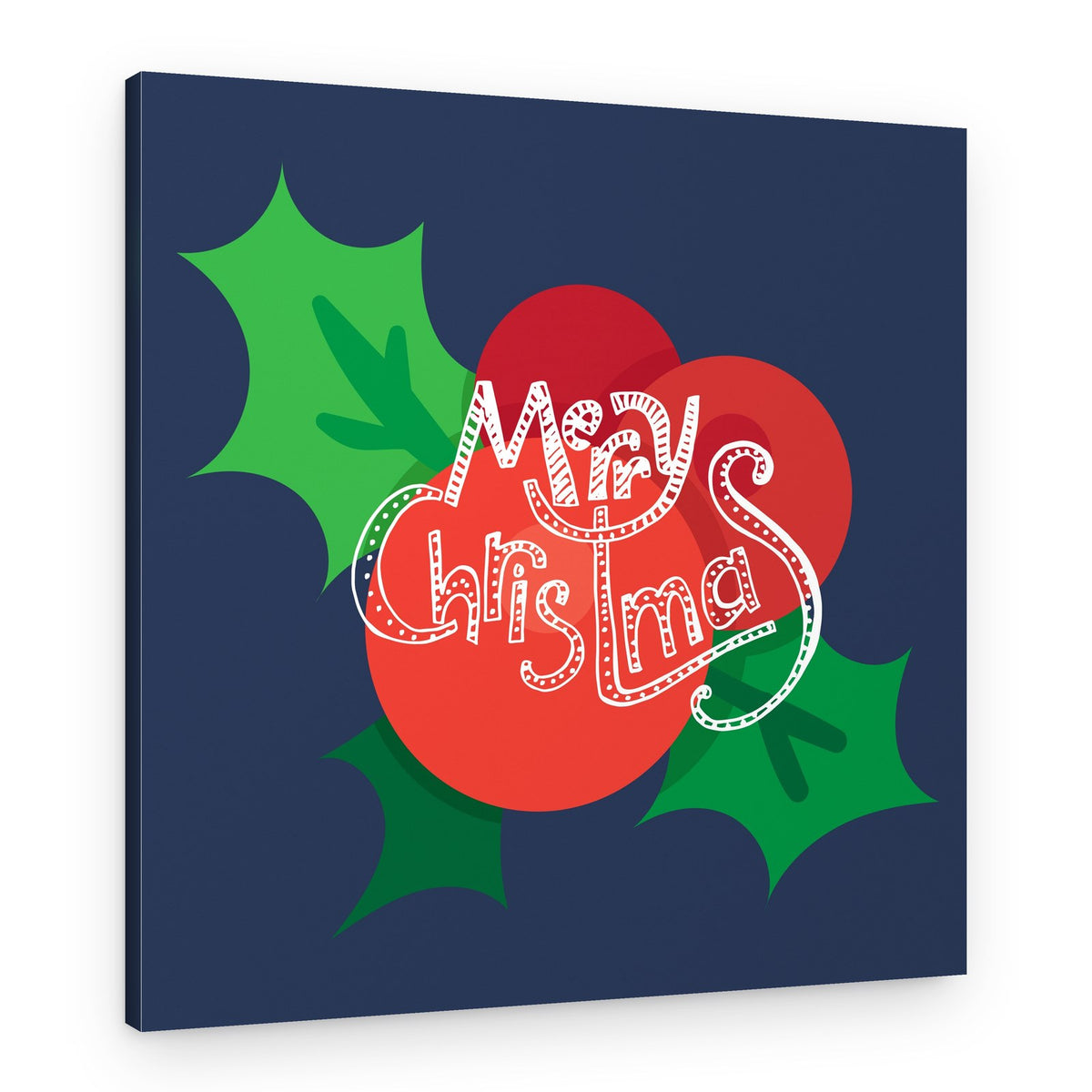 Merry Christmas Holly Berries – Canvas Print