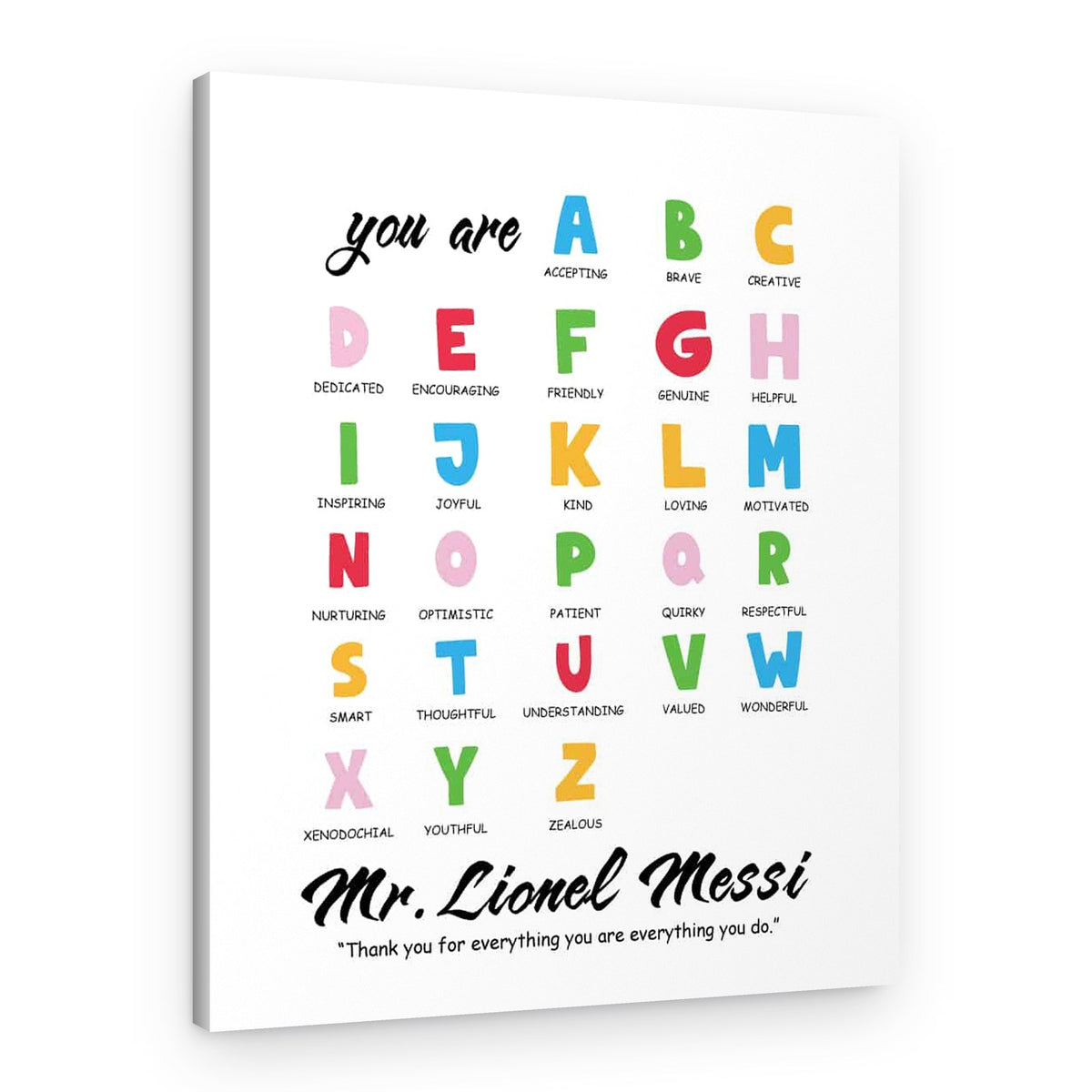 Teacher Appreciation Alphabet Canvas Print – Canvas Print
