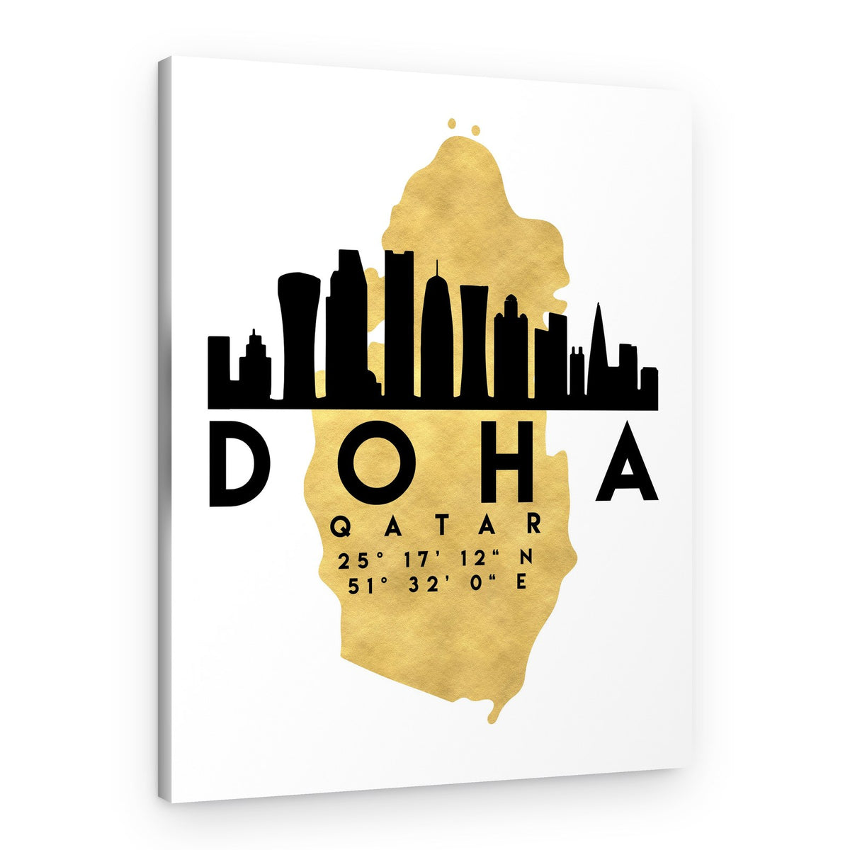 Doha Qatar Skyline Map – Canvas Print