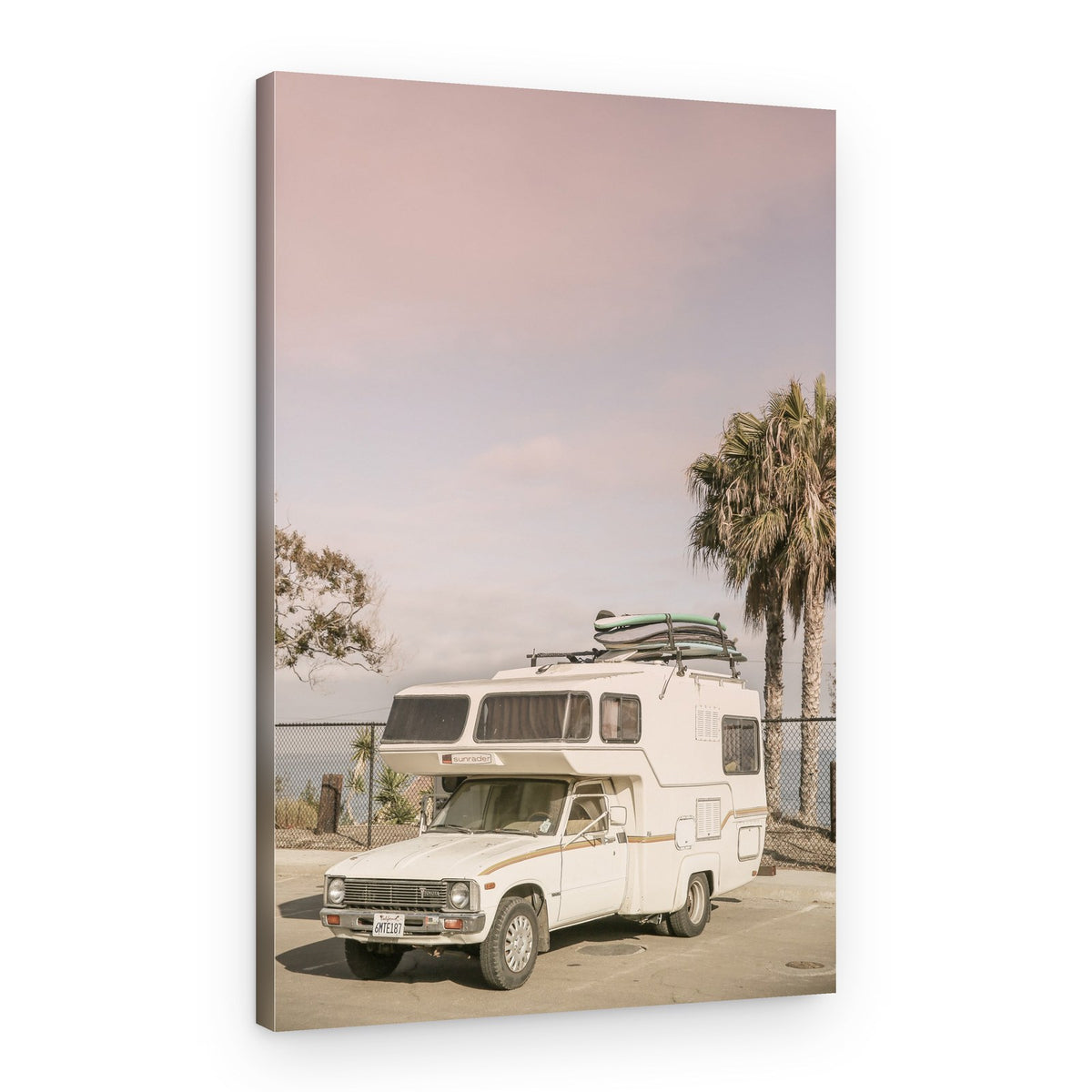 Vintage Camper Parked – Canvas Print