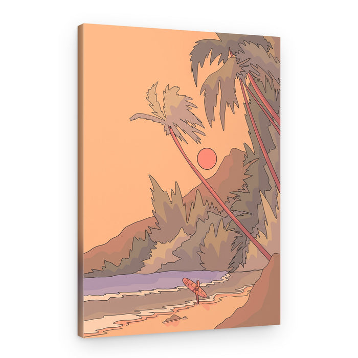 Tropical Sunset Surfer – Canvas Print