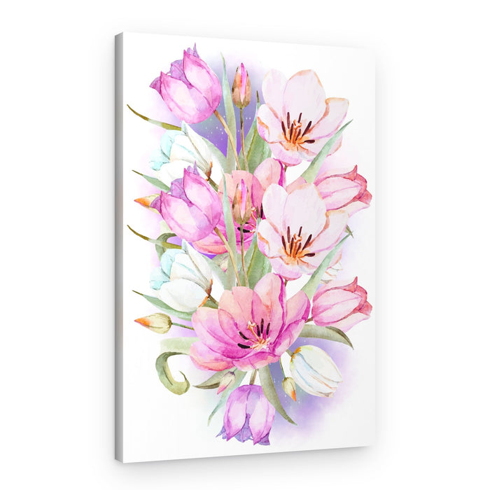 Soft Watercolor Tulips – Canvas Print