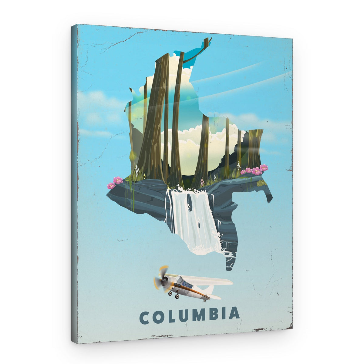 Colombia Map Adventure – Canvas Print