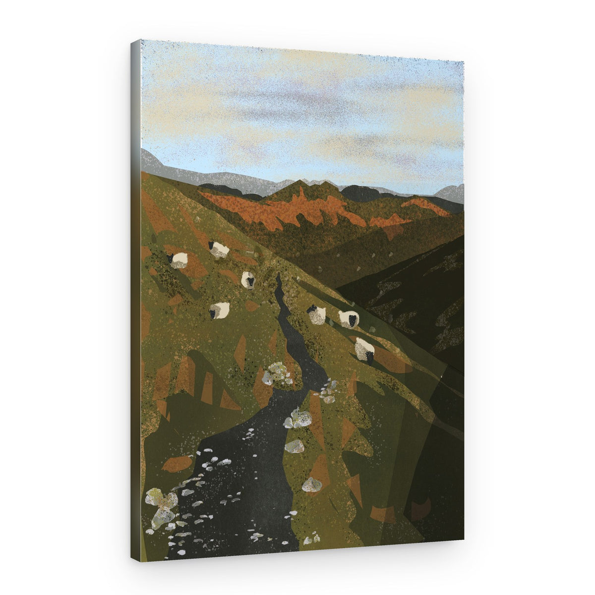 Sheep on Mountain Path – Canvas Print