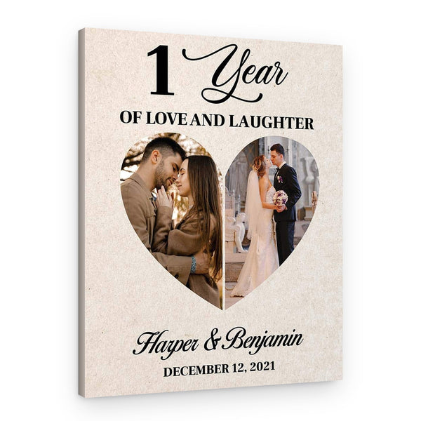 1 Year Of Love And Laughter Custom Photo Canvas Print