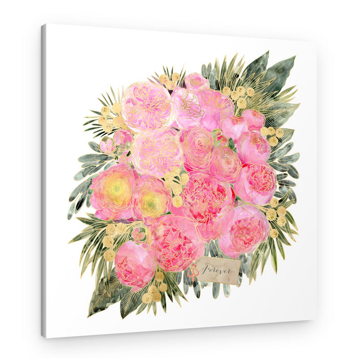 Pink Gold Floral Bouquet – Canvas Print