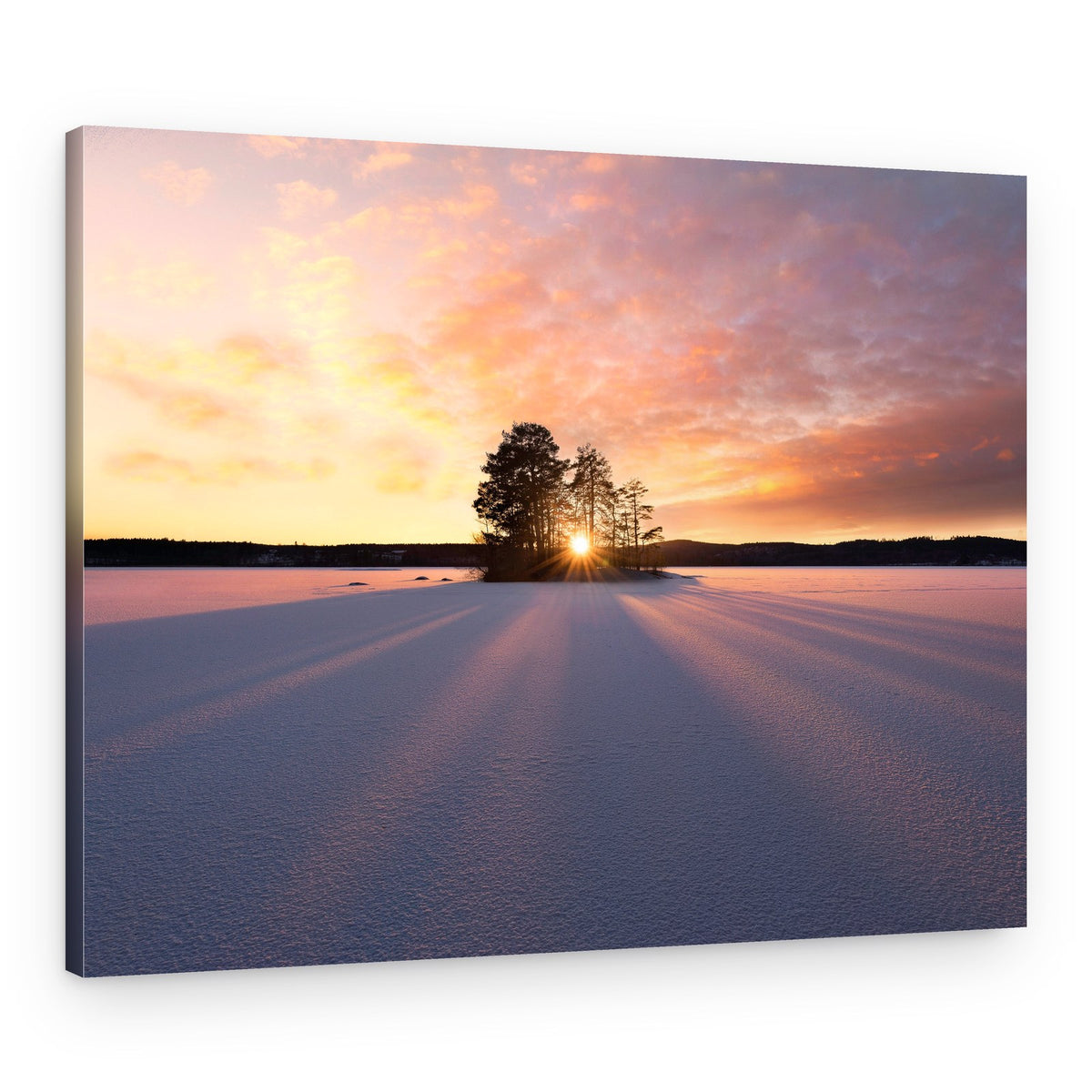 Frozen Lake Sunset Glow – Canvas Print