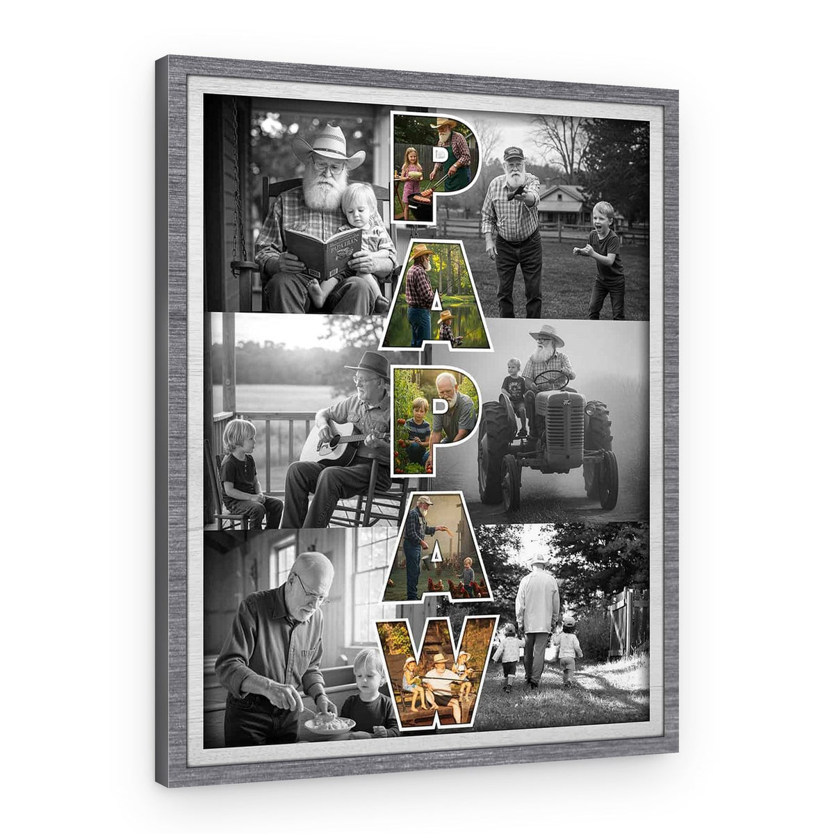 PAPAW Canvas Print with Custom Photos – A Heartfelt Gift for Grandpa – Canvas Print
