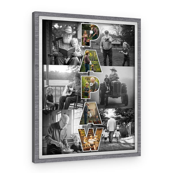 PAPAW Canvas Print with Custom Photos – A Heartfelt Gift for Grandpa