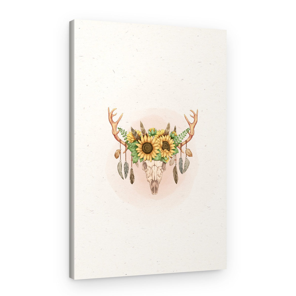 Boho Deer Skull Sunflowers – Canvas Print