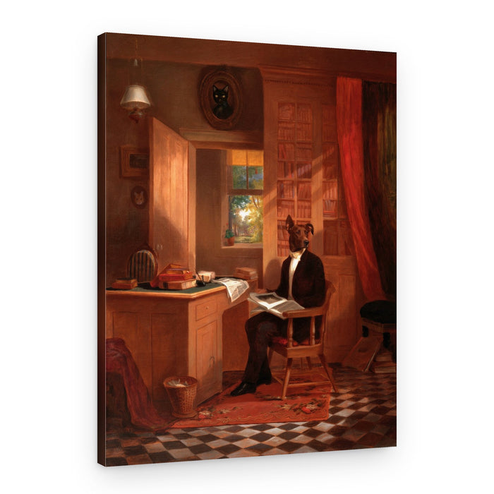 Gentleman Dog Reading – Canvas Print