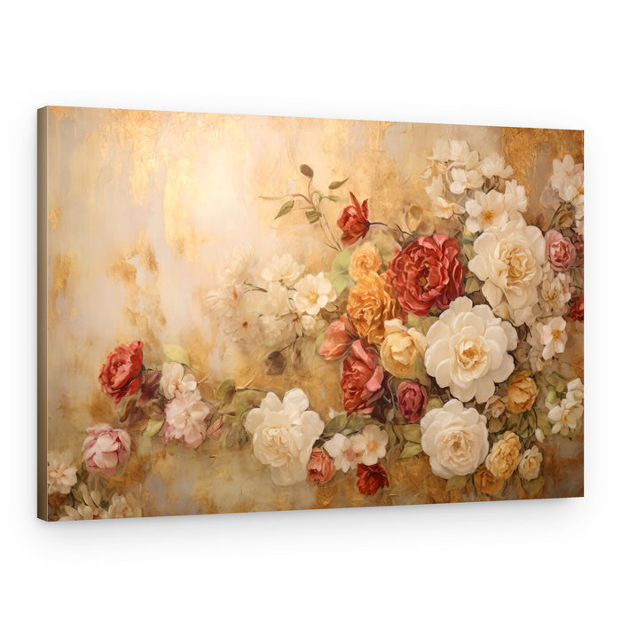 Golden Floral Cascade – Canvas Print