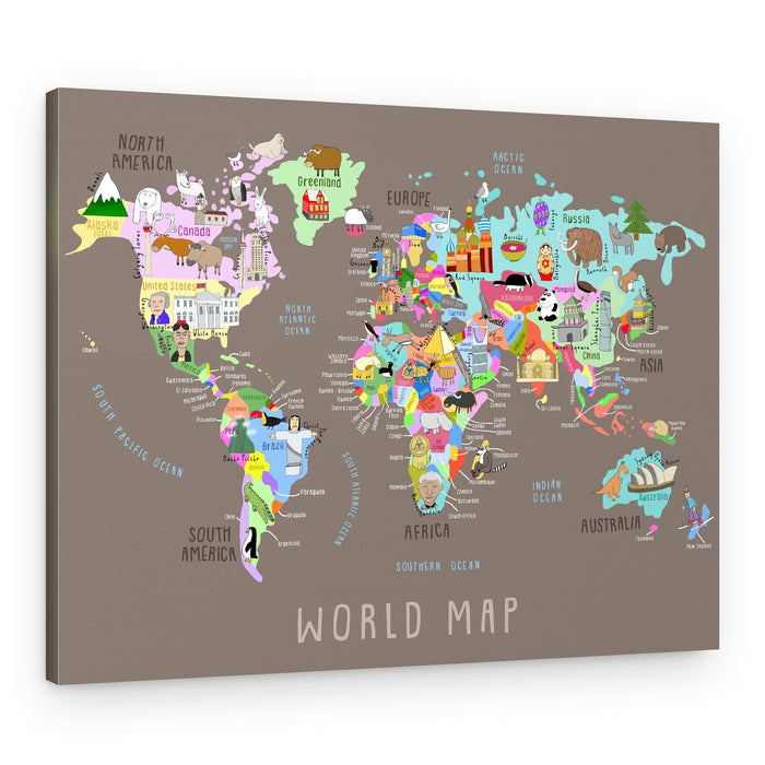 Illustrated World Map – Canvas Print
