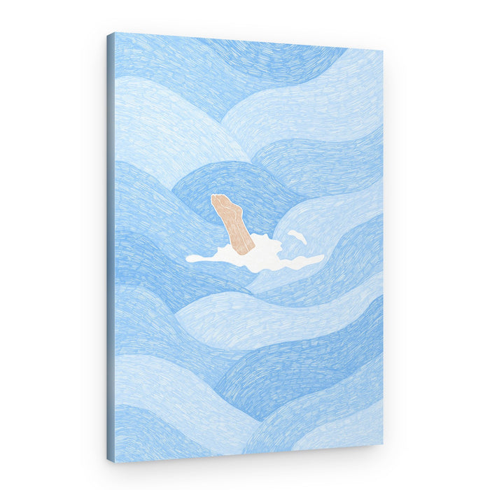 Hand Reaching Blue Ocean – Canvas Print