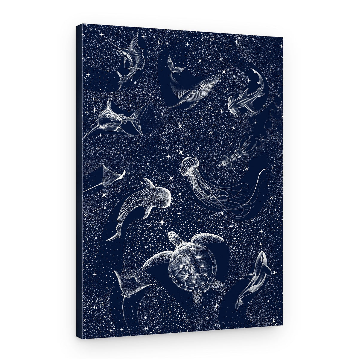 Starry Ocean Creatures – Canvas Print