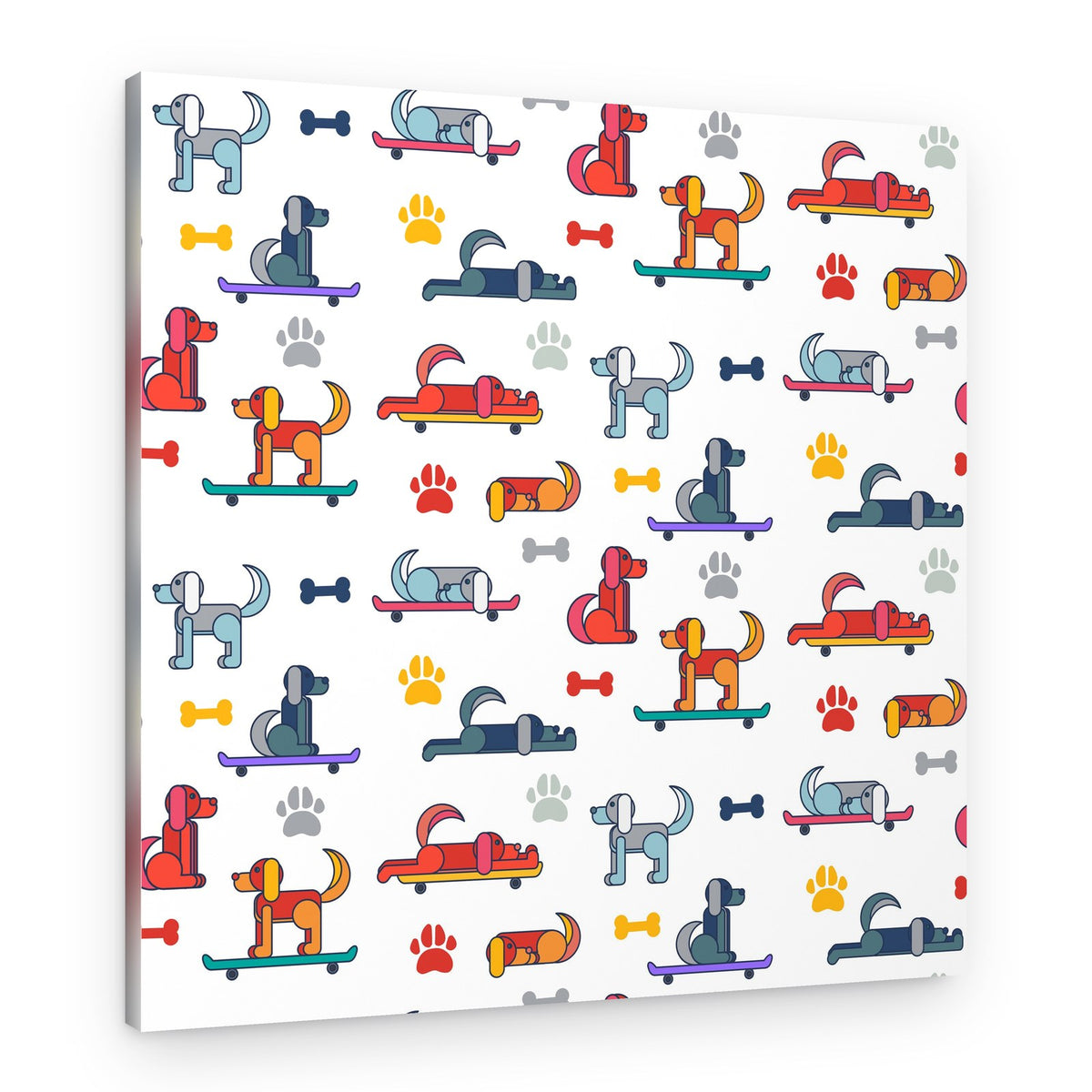 Playful Dogs and Skateboards – Canvas Print