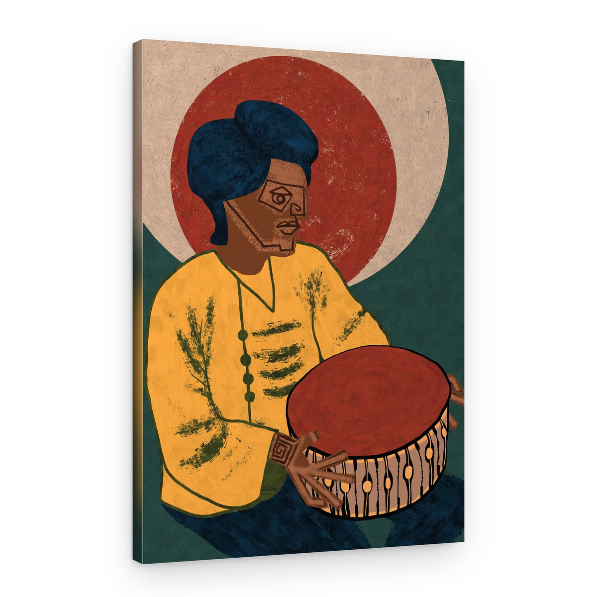 Rhythmic Folk Drummer – Canvas Print