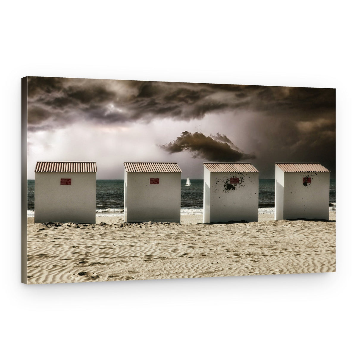 Stormy Beach Huts – Canvas Print